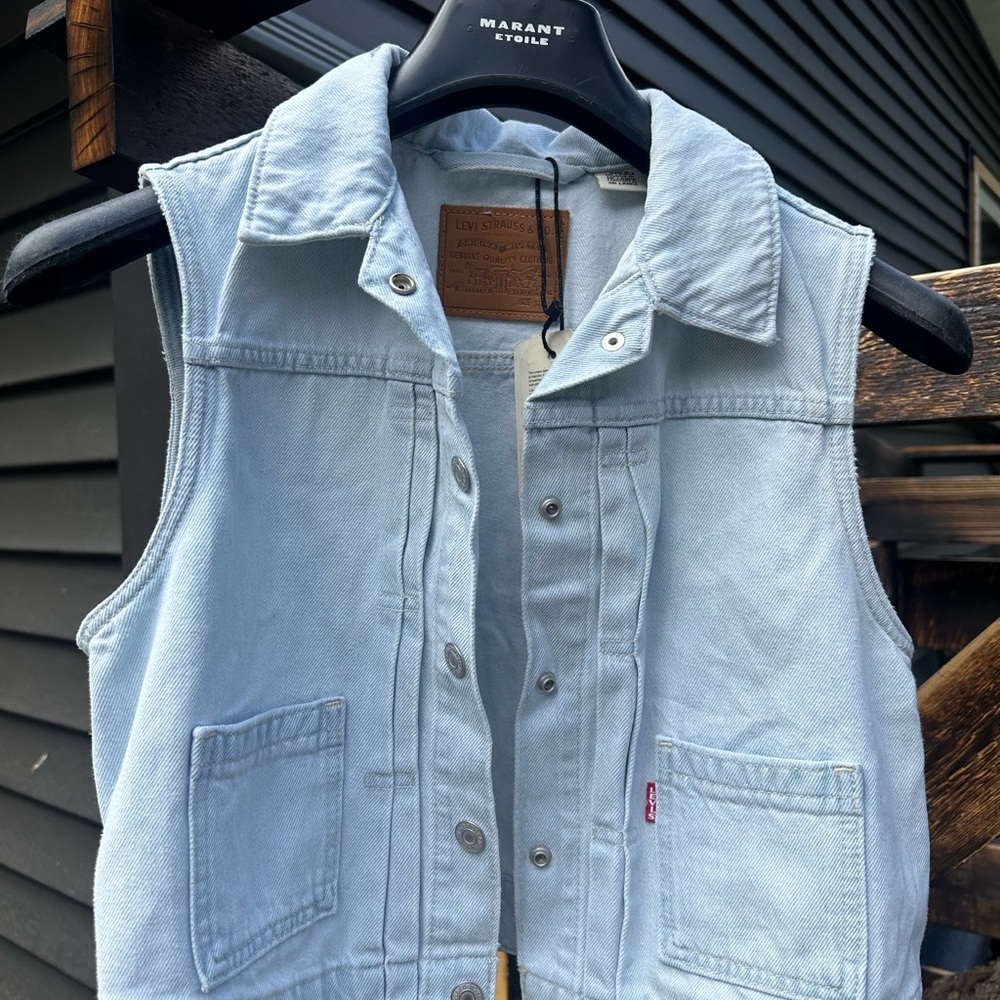 Levi's Pale Blue Denim Vest with Snap Buttons
